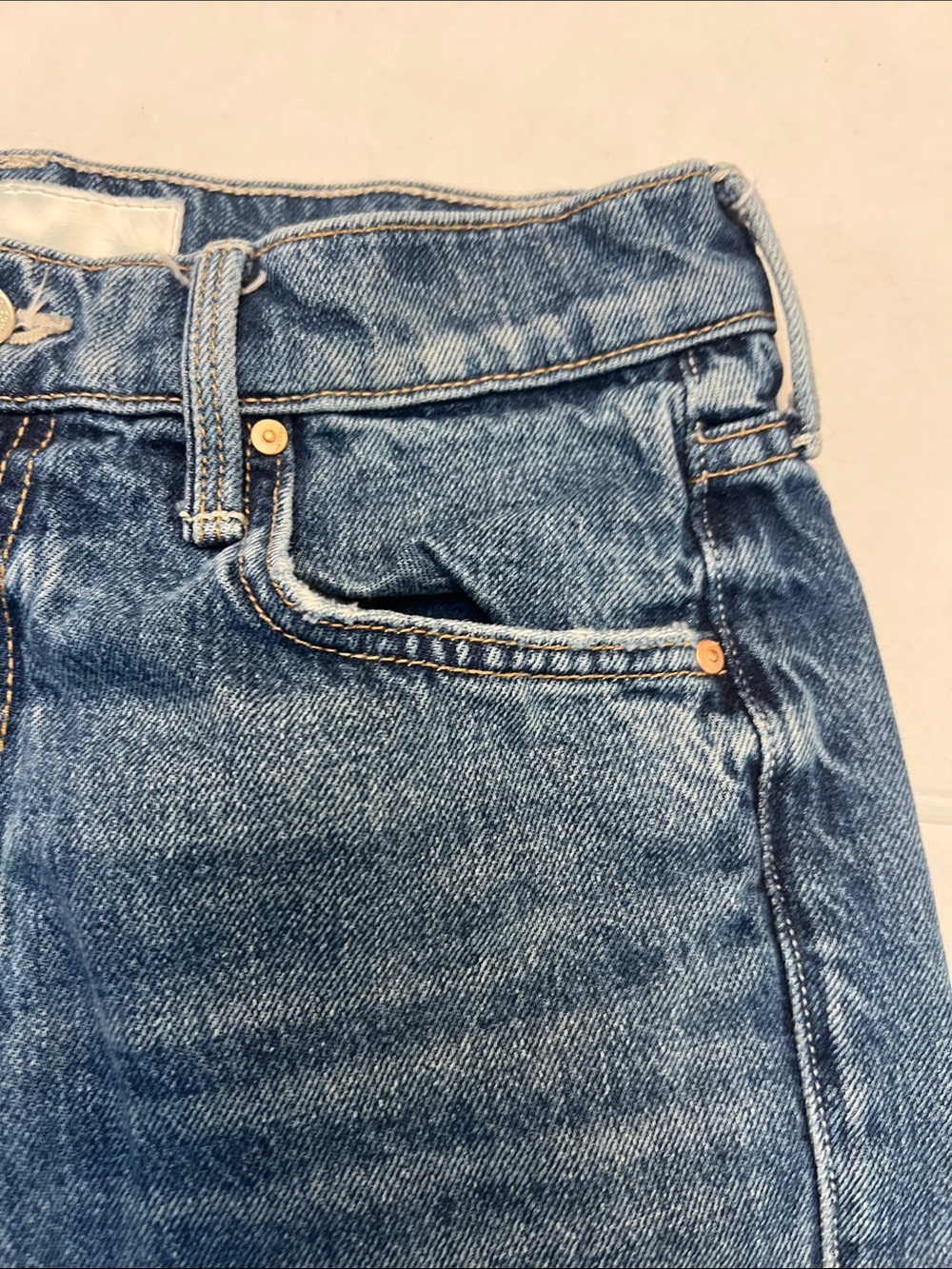 MOTHER Mid Blue Straight Leg Jeans - Picture 14 of 16